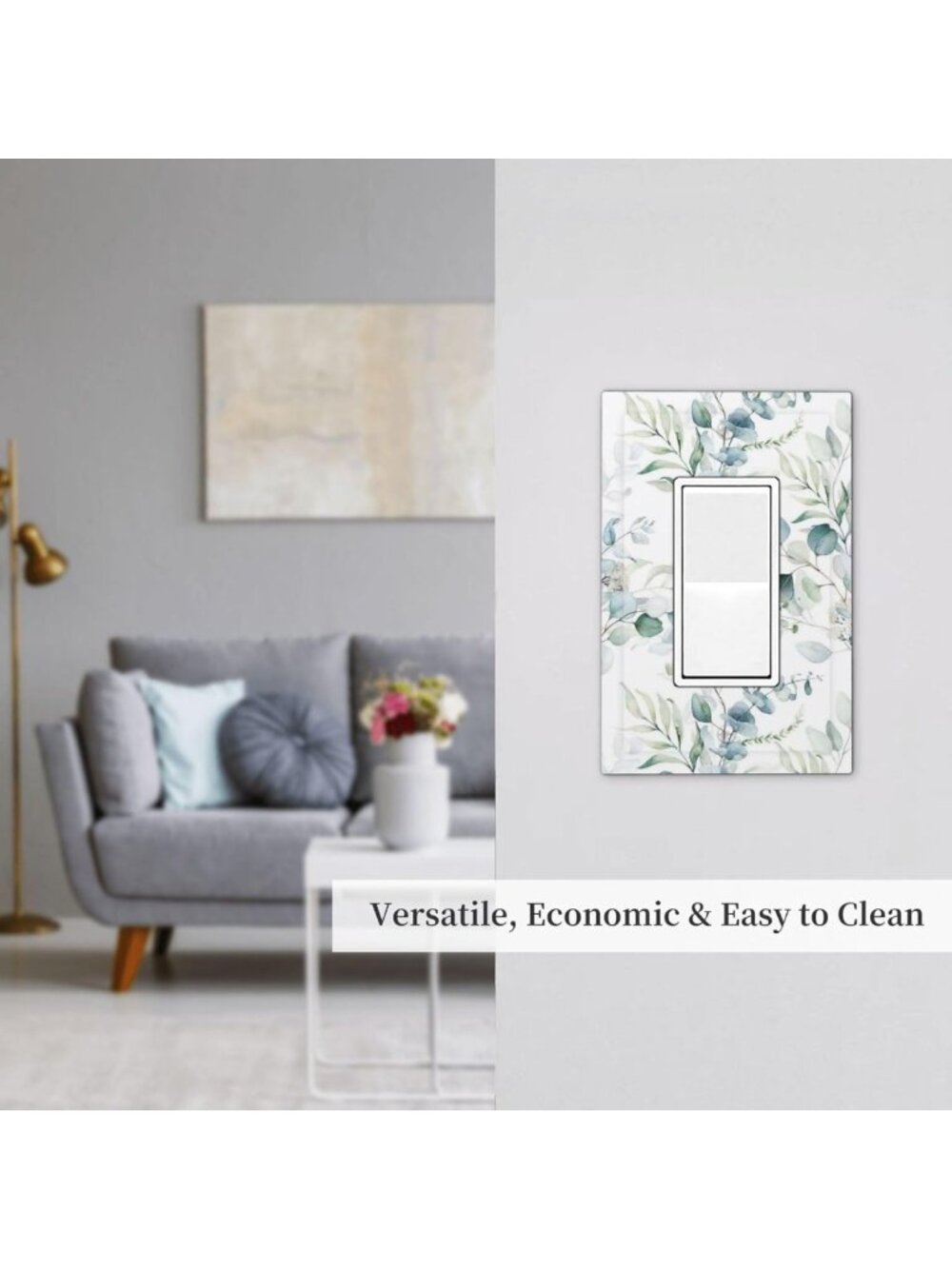 Green Eucalyptus Leaves Light Switch Wall Plate Cover - Spring Botanical Decor - Picture 7 of 7